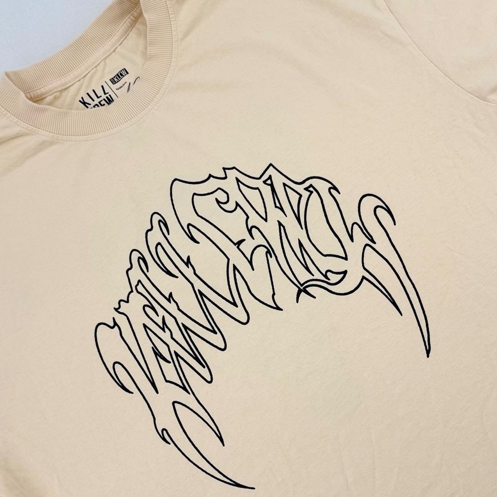 Kill Crew Porrada Series Wolf Graphic T-Shirt Mens M Cream Excellent